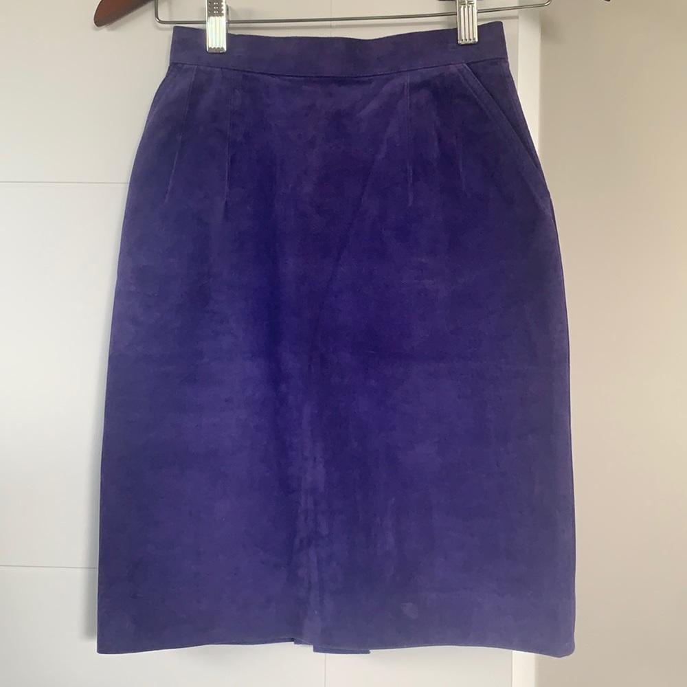 Vintage Purple Suede Mini Skirt, size XS